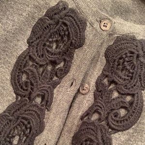 Talbots Gray cardigan, black detail accents, XS